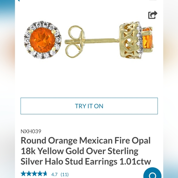 Sterling Gold Vermeil Fire Opal Earrings - Picture 2 of 6